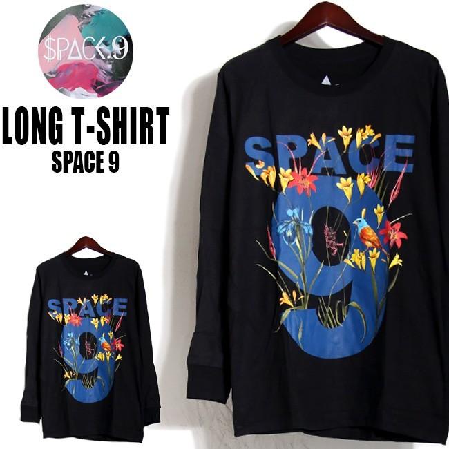 SPACE9 デザイン ロングTシャツ 長袖 グラフィック ロンT メンズ