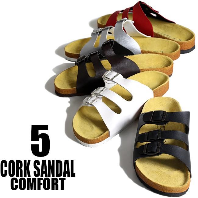 コンフォートサンダル トングサンダル サンダル メンズ コルクサンダル かかとなし ベルトストラップ 3本留め カジュアル Tak019 T Link 通販 Yahoo ショッピング