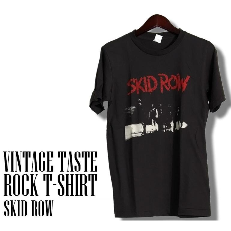 ヴィンテージロックtシャツ バンドtシャツ メンズ レディース パンク  Skid Row スキッドロウ M L XLサイズ 黒色｜t-link