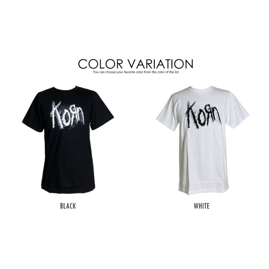 ロックtシャツ バンドtシャツ パンク KORN コーン 立体ロゴ メンズ レディース Mサイズ Lサイズ XLサイズ 黒色 白色 ストリート系｜t-link｜04