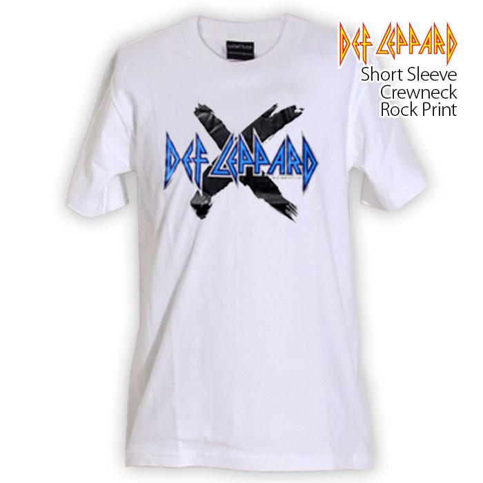 ロックTシャツ バンドTシャツ パンク DEF LEPPARD デフレパード バツマークロゴ S M Lサイズ 黒色 白色 :wof436:T