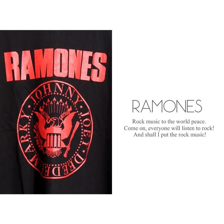 ロックTシャツ バンドTシャツ 長袖 メンズ RAMONES ラモーンズ 赤ロゴTシャツ 黒色 白色 M Lサイズ｜t-link｜04