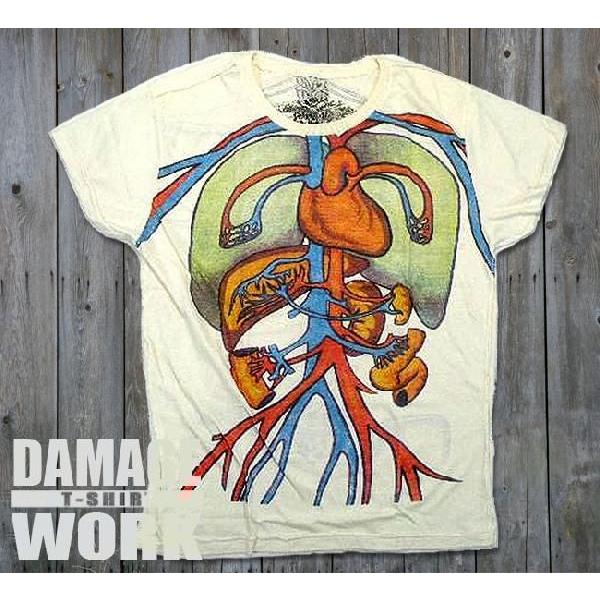 ダメージロックtシャツ バンドtシャツ パンク スケルトン臓器 M L 