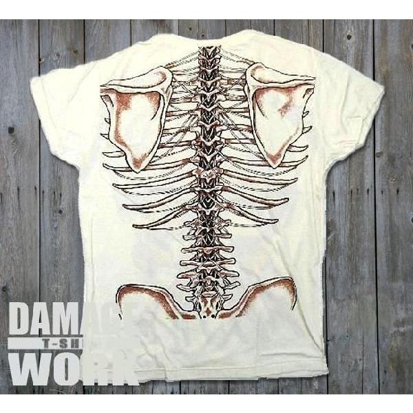 ダメージロックtシャツ バンドtシャツ パンク スケルトン臓器 M L