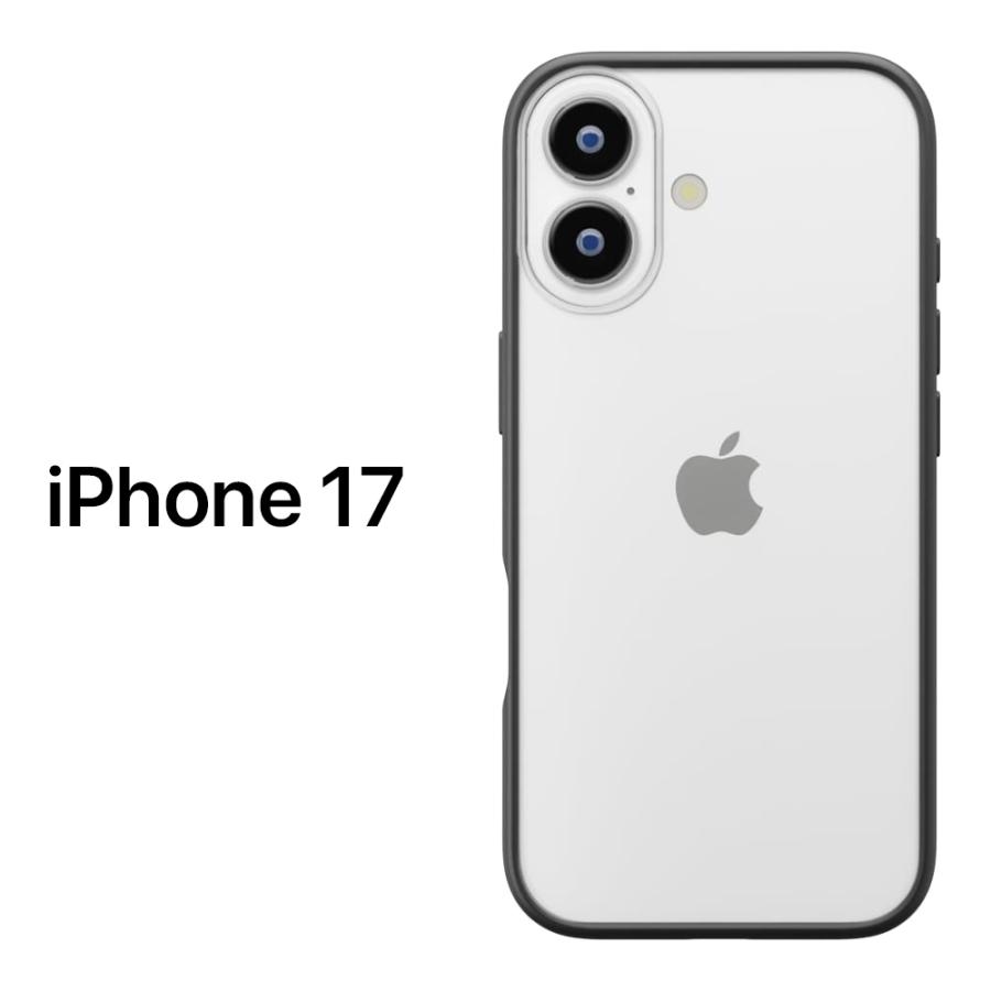 iPhone 17 ケース クリア 耐衝撃 ガラスケース ブラック 高透明