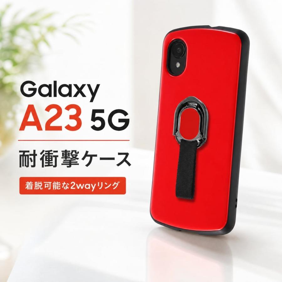 GalaxyA23 5G ケース 耐衝撃 リング付 レッド 赤 Galaxy A23