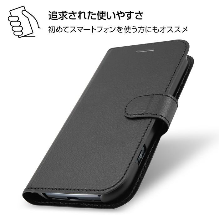 らくらくスマートフォン me F01L らくらくスマホ F42A ケース 手帳型 レザー 革 保護 マグネット シンプル カード入れ ポケット付き スタンド付き 収納 ブラック｜t-mall-tfn｜02