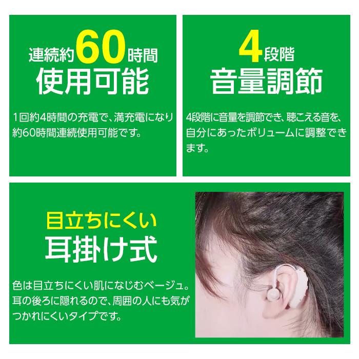 集音器 充電式 耳掛け 片耳 目立たない 補聴器 違い 集音機 軽量 ハウリング防止 ワイヤレス 耳掛け式集音器 電池交換不要 高齢者 音量調整|t-mall-tfn|03