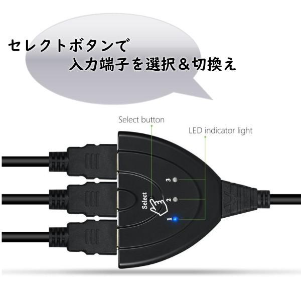HDMI 分配器 切替器 3入力1出力 高画質 セパレーター セレクター