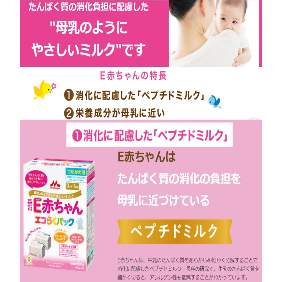 森永乳業 粉ミルク E赤ちゃん エコらくパック 詰め替え用3箱(400g×2×3 