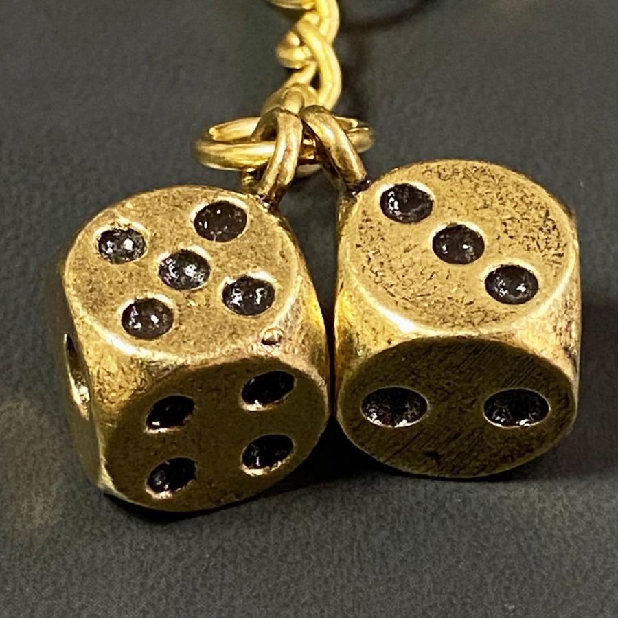 サイコロ キーホルダー 真鍮 開運 縁起 金運 キーリング ダイス メンズ