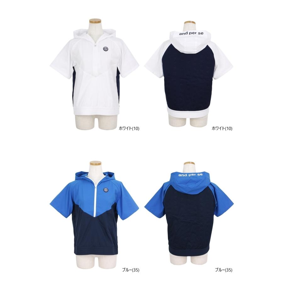 ゴルフウェア　アンパスィ レディース フード付き 半袖 ハーフジップ プルオーバー AFF1005G2 [2025年秋冬モデル] and per se（アンパスィ） 【20％OFFセール】パーカー レディース and