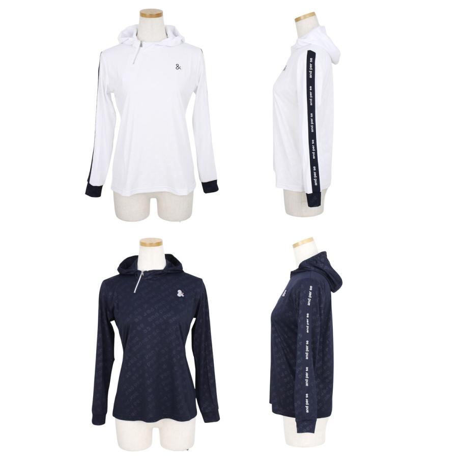 andperse ネイビー ハイネックシャツ and per se アンパスィ 長袖ハイネックシャツ ネイビー パイル