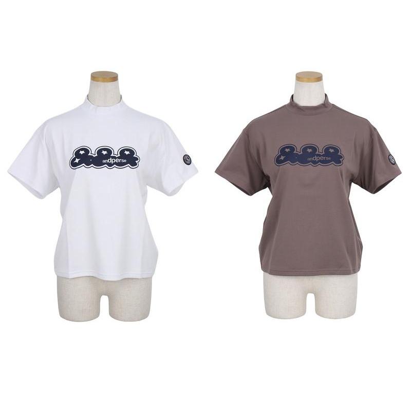 新作 and per se モックネック ハイネック ストレッチ ホワイト and per se アンパスィ 長袖 モックネックシャツ メンズ ゴルフ