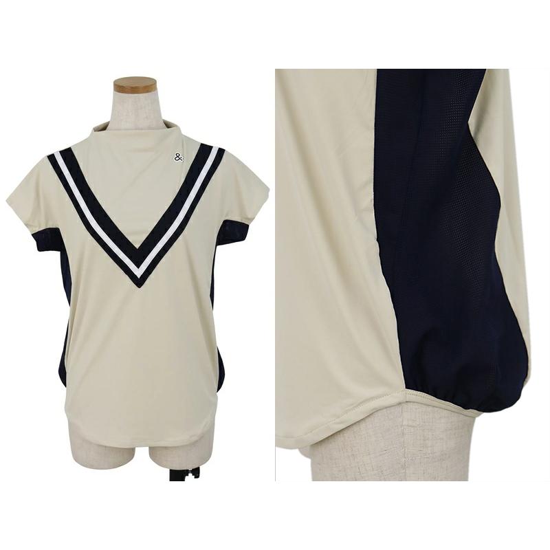 ハイネックシャツ レディース アンパスィ and per se 2023 春夏 新作 ゴルフウェア afs9503n5 LL 肩幅 袖先 袖先まで and per se 春夏