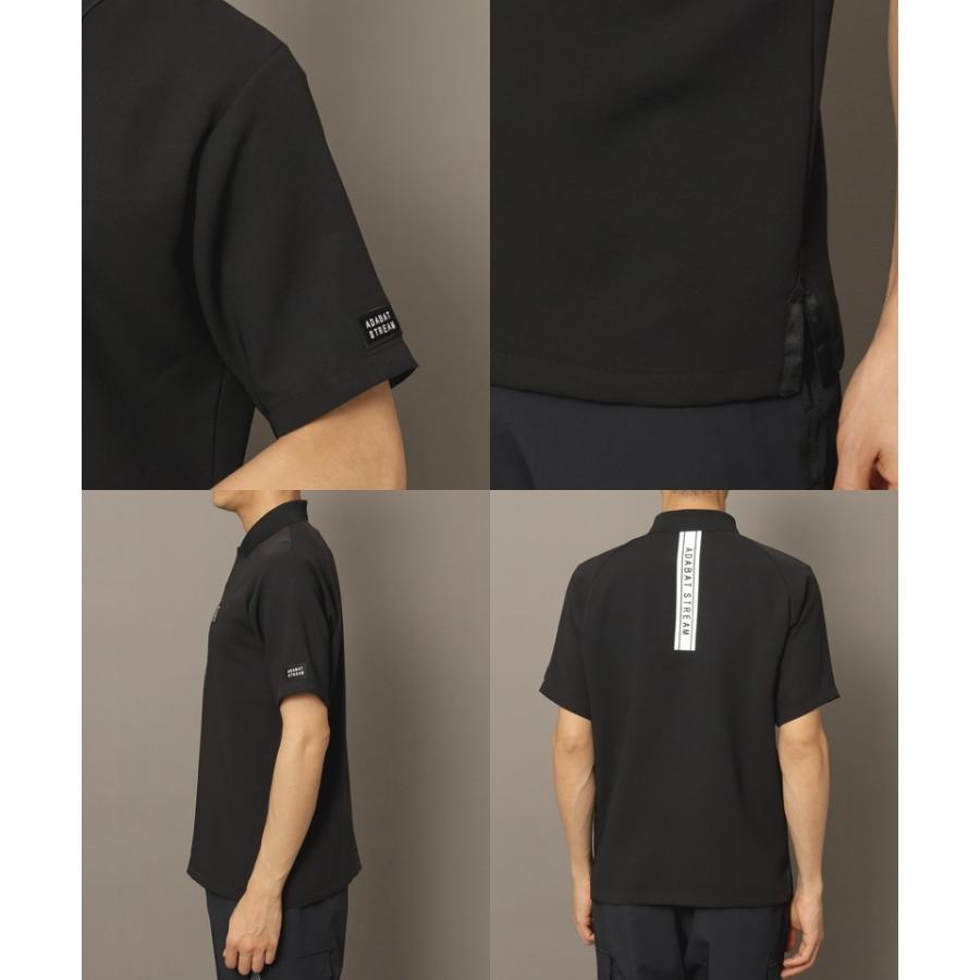 ADABAT STREAM メンズポロシャツ 撥水加工 バックプリントロゴ ストレッチ ポロシャツ