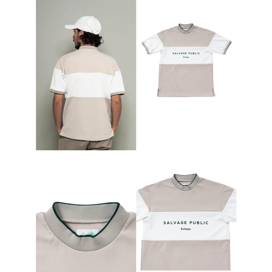 サイズ：M SALVAGE PUBLIC サルベージパブリック kolepa ハイネック 半袖Tシャツ  ホワイト系 [240101439342] ゴルフウェア メンズ ストスト ハイネックシャツ メンズ サルベージパブリックコレパ SALVAGE
