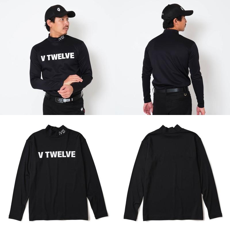 V12 ハイネック ゴルフシャツ ブラック/ホワイト V12 ハイネックシャツ メンズ ゴルフ ヴィ・トゥエルブ ゴルフウェア