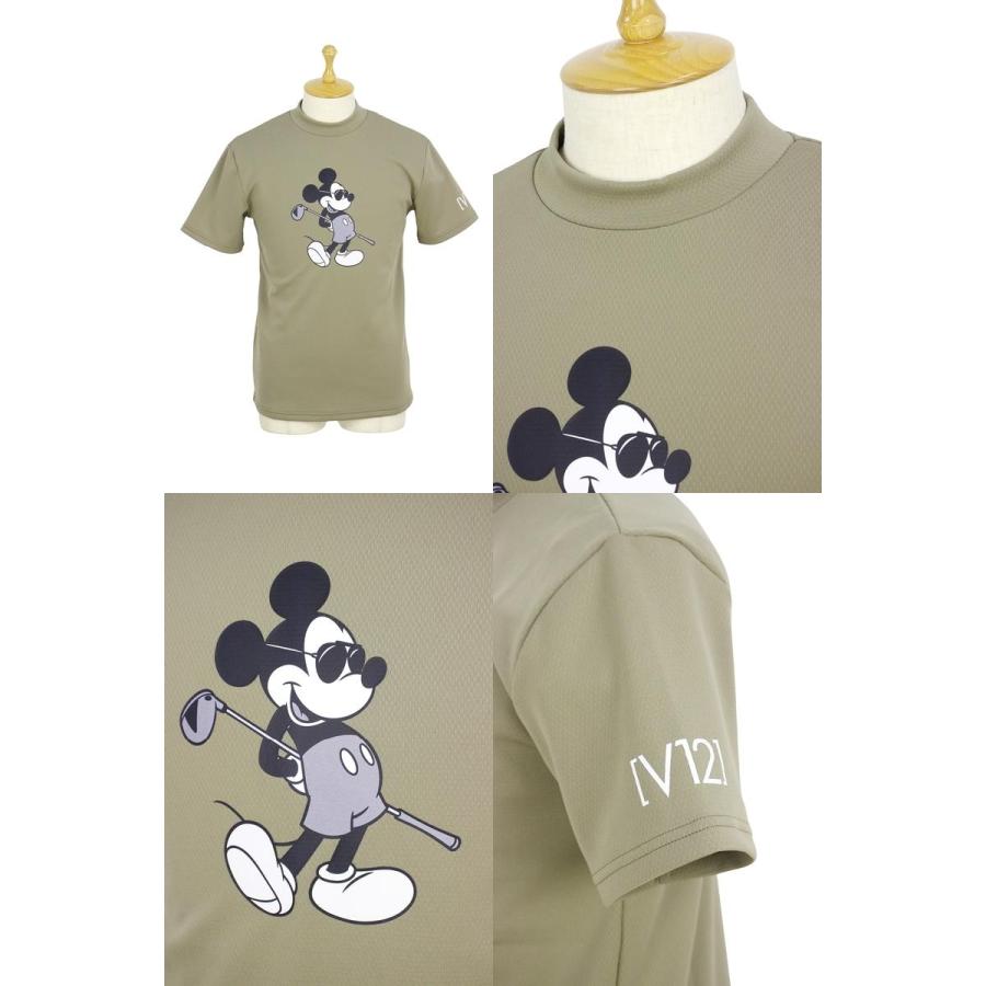サイズ：M V12 ヴィトゥエルヴ  ハイネック 半袖Tシャツ ビックロゴ  ホワイト系 [240101427364] ゴルフウェア メンズ ストスト ヴィトゥエルヴ 半袖ハイネックシャツ 白×グレー 背面ロゴライン