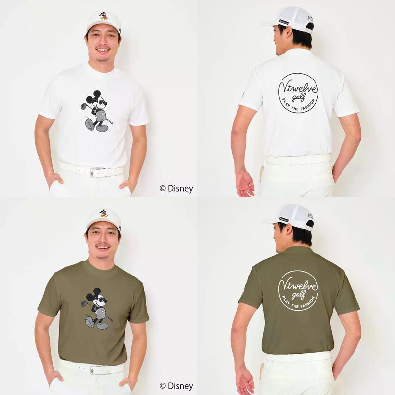 サイズ：M V12 ヴィトゥエルヴ  ハイネック 半袖Tシャツ ビックロゴ  ホワイト系 [240101427364] ゴルフウェア メンズ ストスト V12 ハイネックシャツ メンズ ゴルフ ヴィ・トゥエルブ 2025
