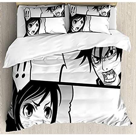 メーカー直送 特別価格アニメambesonneによって羽毛布団カバーセット 日本の漫画ストリップwith Boy And Girl Fightシーンmangaイメージ漫画印好評販売中 ベッドカバー Raffles Mn