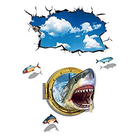特別価格amoda 3d シャーク 内装 シャーク ブルースカイ ホワイトクラウド ウォールステッカー 壁紙 自己