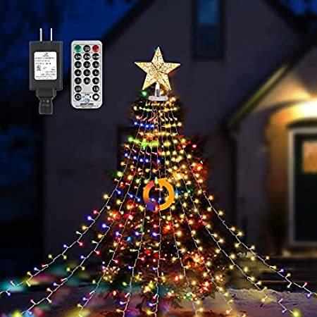 特別価格CREPRO クリスマスデコレーション スターストリングライト 300個のLED 11個の照明モード リモートクリスマスツリートッパー ライト付き ウ好評販売中 各宗派