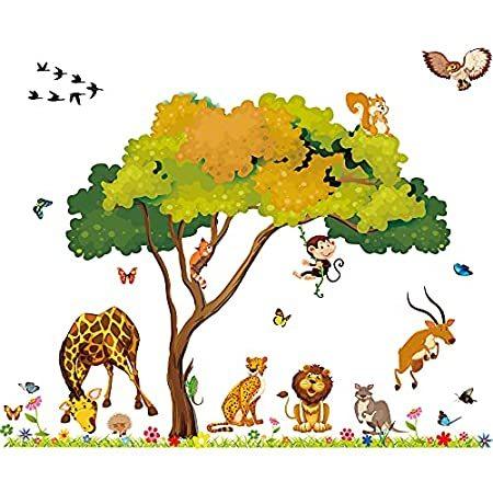 売り切り御免 And Animal Jungle 特別価格amaonm Tree Giraff好評販売中 Lion Flower Diy Removeable Decals Wall 壁紙 Ppkbppa Pacitankab Go Id