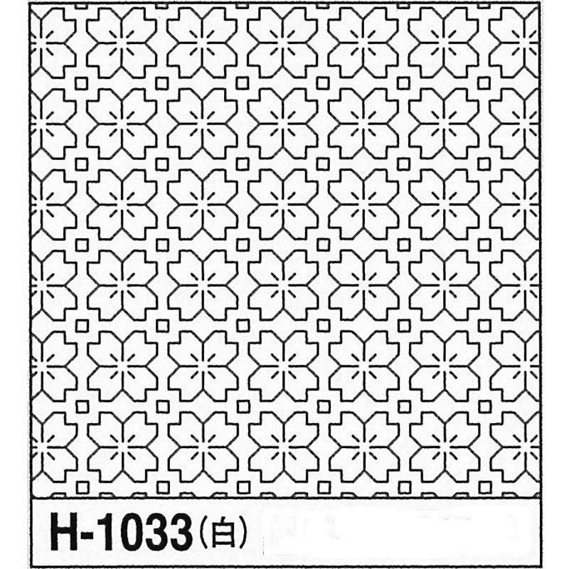 刺し子 花ふきん 布パック オリムパス 桜の花 一目刺し 白 伝統柄 図案 H-1033