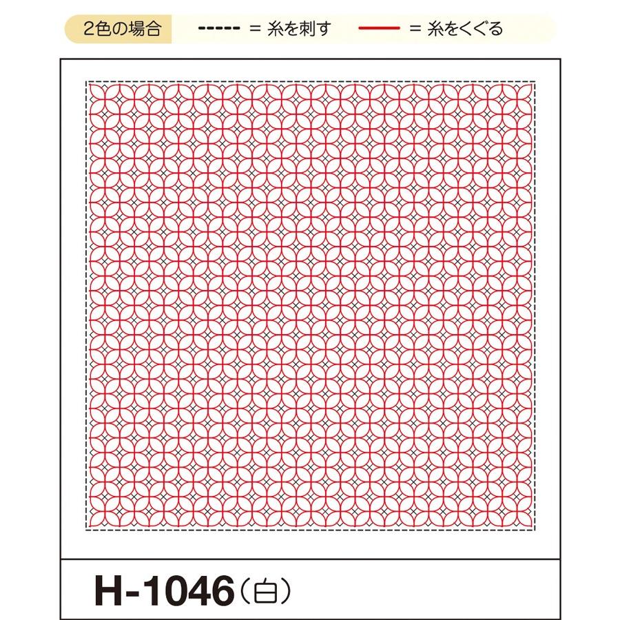 刺し子 花ふきん 布パック オリムパス 朝顔 白 くぐり刺し 図案 H-1046｜t-seikado