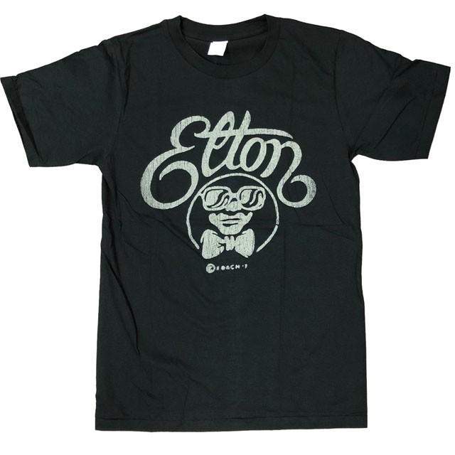 ヴィンテージ風Tシャツ エルトン・ジョン/Elton John ロック ポップス グラムロック プリントTシャツ ブラック 男女兼用
