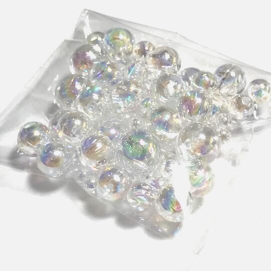 約10g）オーロラカラーのアクリルビーズ ラウンド シャボン玉 サイズ 