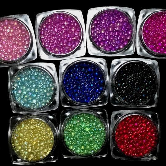 ガラス玉10色セット サイズmix ネイル レジン ハンドメイド ガラスの粒