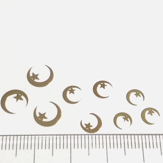 10枚セット）スピカのメタルパーツ（小） 三日月 星 ムーン ゴールド