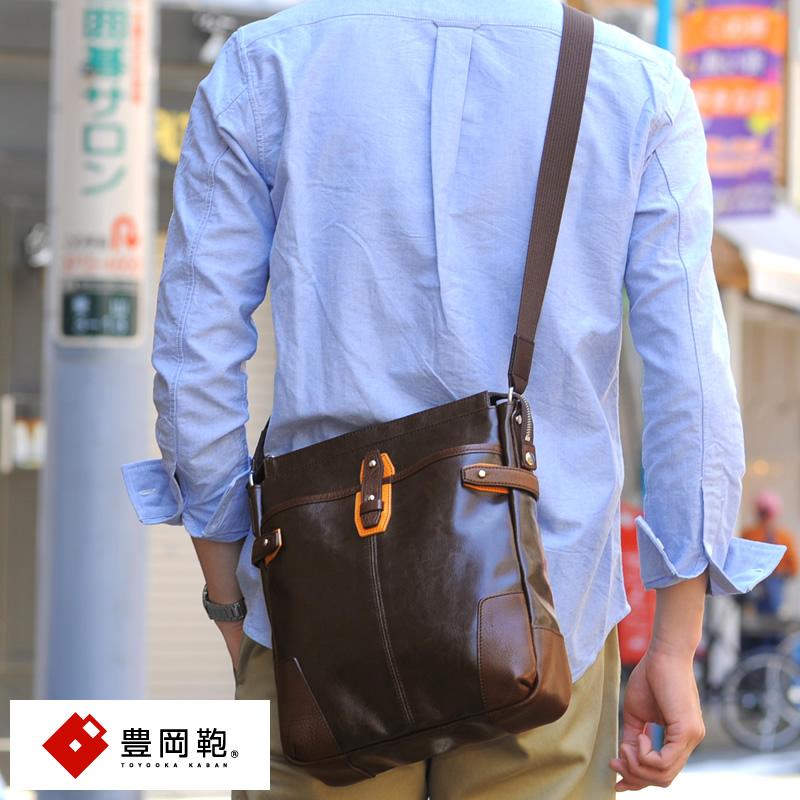 豊岡鞄 縦型ミニショルダーバッグ PUコート帆布 メンズ 男性
