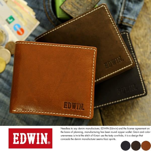 EDWIN エドウィン 二つ折り財布 メンズ 本革 小銭入れあり｜t-style