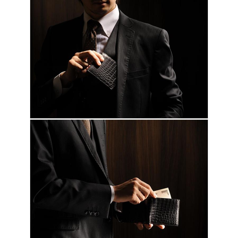 Luggage AOKI 1894 青木鞄 クロコダイル 財布 二つ折り 小銭入れなし