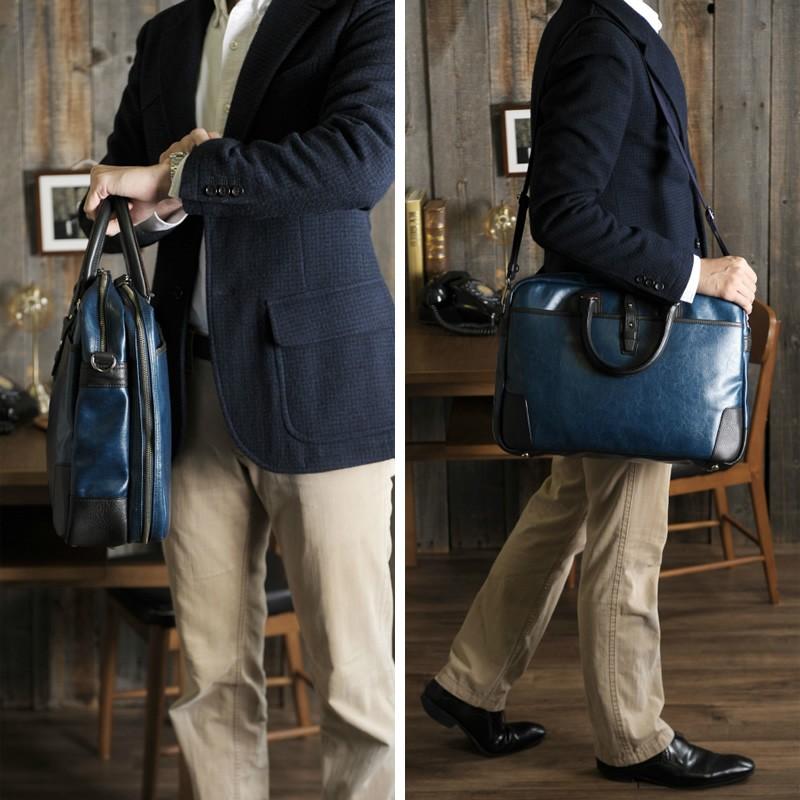 豊岡鞄 メンズ ビジネスバッグ 帆布PU 2部屋 ブリーフケース 豊岡 軽量