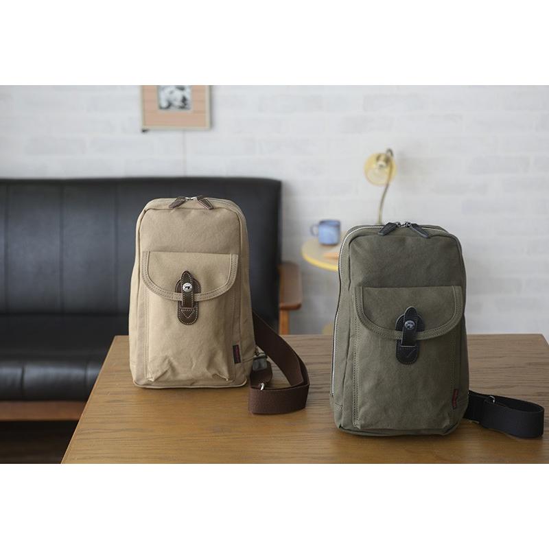 豊岡鞄 ボディバッグ メンズ 10号 帆布 Stitch-on 縦型 日本製 タテ