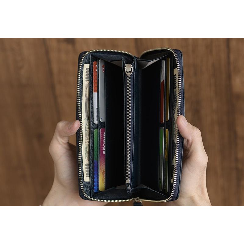 長財布 メンズ ラウンドファスナー 本革 豊岡財布 バレキ型押し