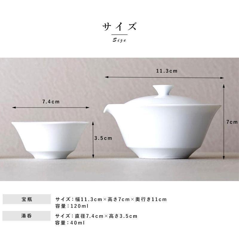 WDH 取っ手の無い 急須 宝瓶 湯呑 2個 3点セット 日本製 磁器 おしゃれ