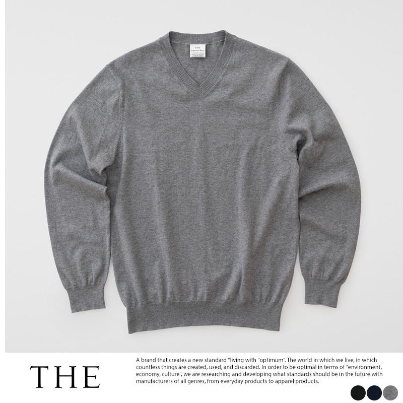 セーター メンズ 綿 無地 THE (ザ) SWEATER V-neck Vネック コットン