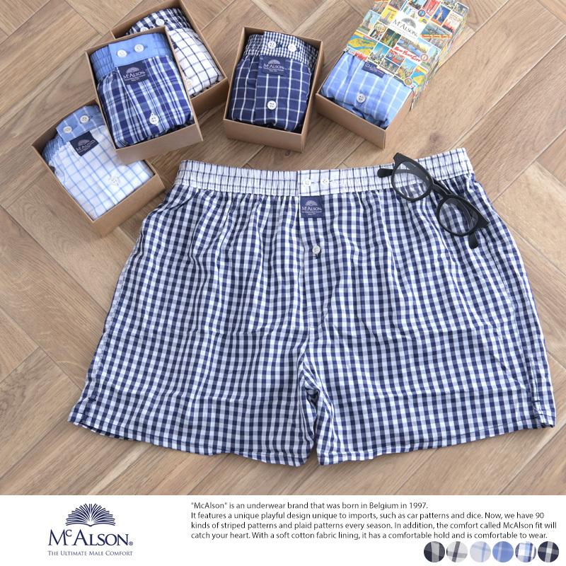 メンズ トランクス おしゃれ McAlson ボクサーパンツ チェック柄 前