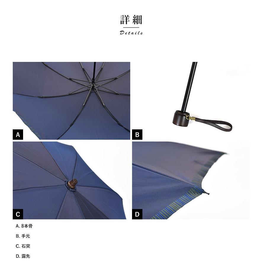 小宮商店 折傘 メンズ 大きい 折りたたみ傘 55cm 8本骨 あおい