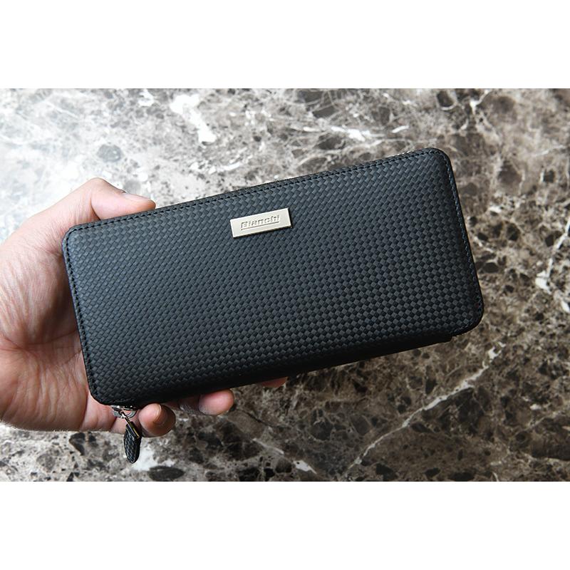 長財布 ラウンドファスナー メンズ 本革 Bianchi carbonio カーボン型