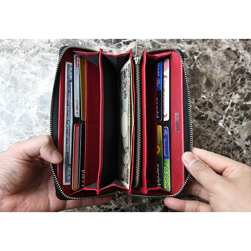 長財布 ラウンドファスナー メンズ 本革 Bianchi carbonio カーボン型