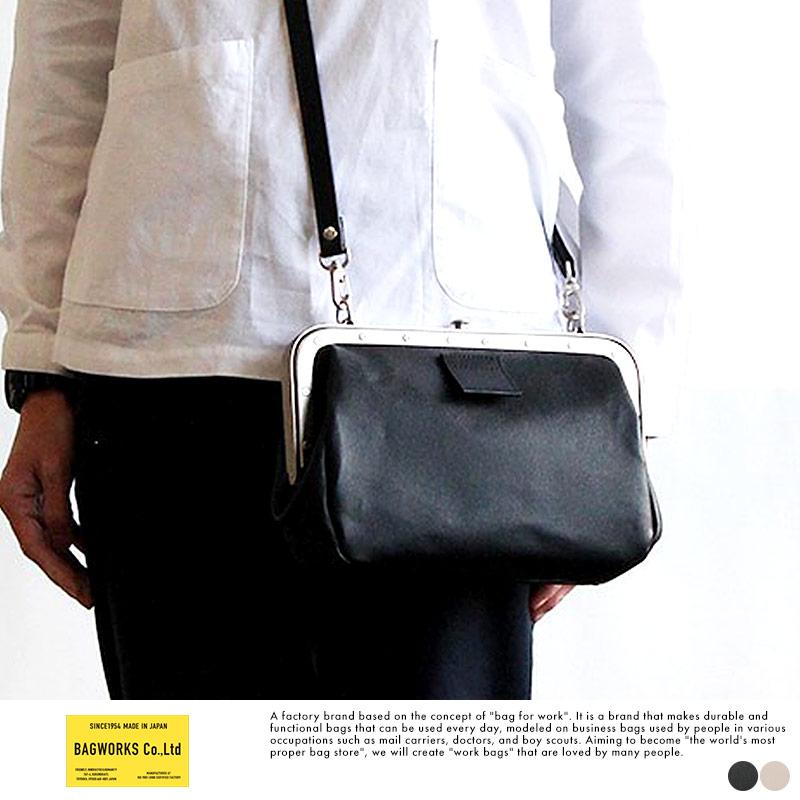 豊岡製鞄 メンズ ショルダーバッグ BAGWORKS がま口ショルダーバッグ