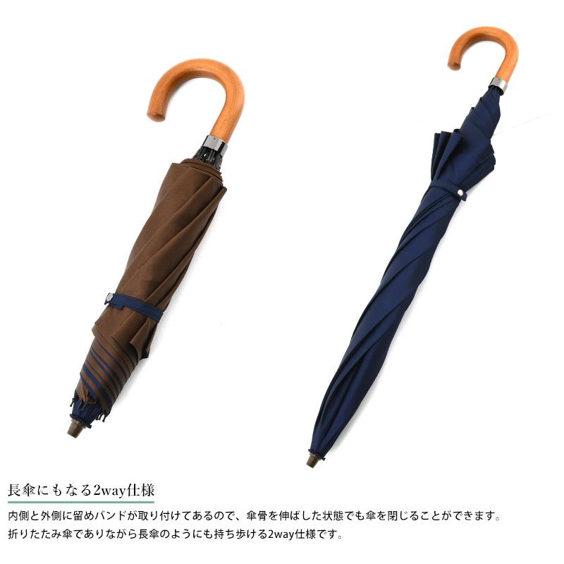 小宮商店 60cm 8本骨 甲州織 高級 日本製 手作り長傘 ナチュラルな3色デザインの甲州織レディース雨傘・雨晴兼用傘(長