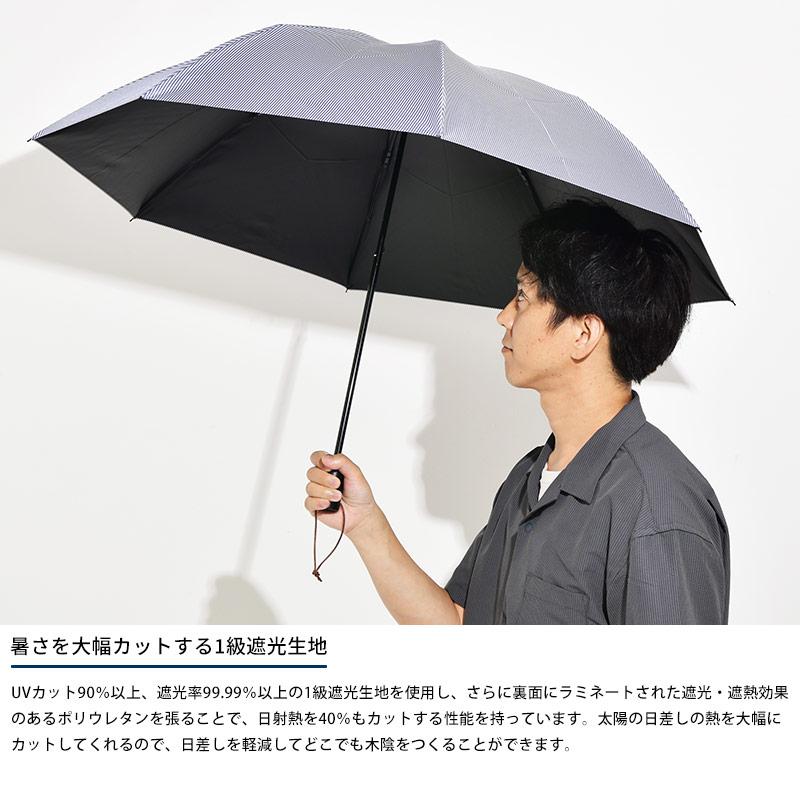 HIYARI 晴雨兼用ストライプ折りたたみ傘 晴雨兼用折りたたみ傘 | 日本製 軽量 | 55cm | HIRAOKA SHOKO