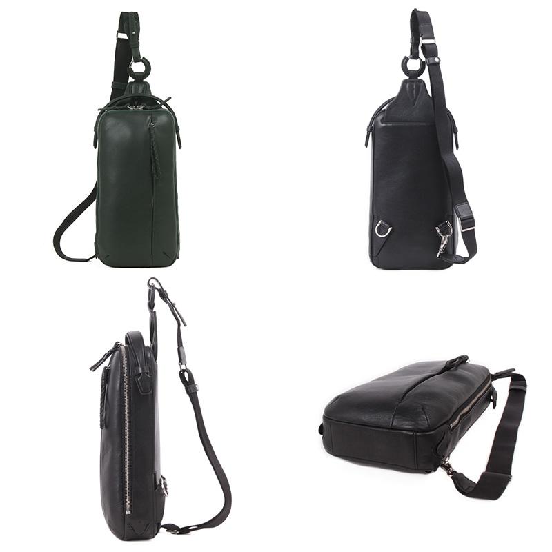 Pid 撥水レザー 縦型ボディバッグ ecrire メンズ ワンショルダーバッグ